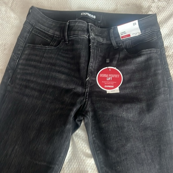 Express Black Jeggings Mid-Rise Stretch+ Denim Perfect Lift Size 8R - Picture 4 of 8
